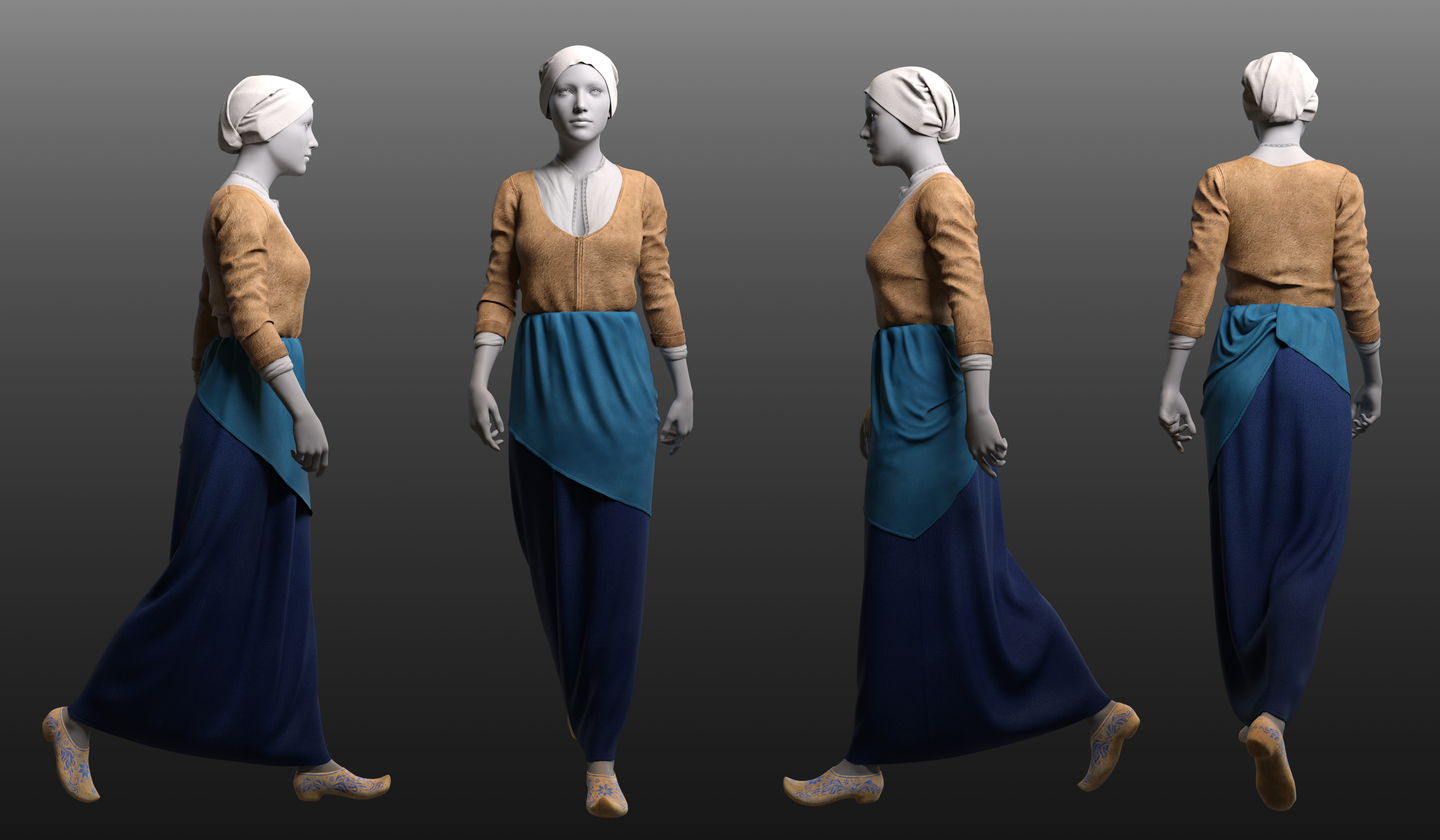 dForce Dutch Milkmaid Outfit for Genesis 8 and 8.1 Females by: Toyen, 3D Models by Daz 3D