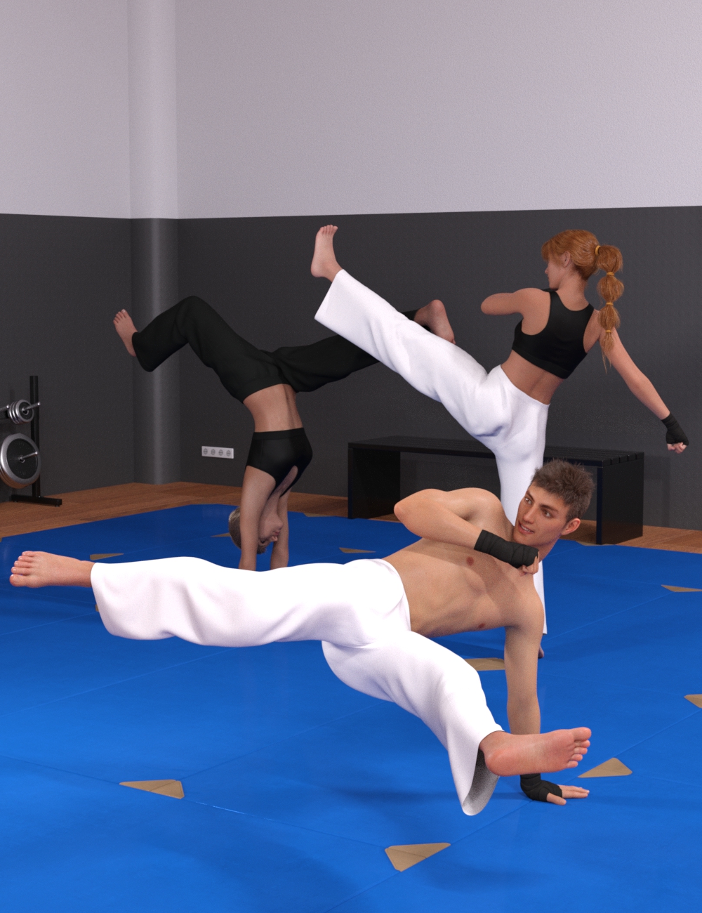 Capoeira Style Poses for Genesis 8 and 8.1 by: Scuffles3d, 3D Models by Daz 3D