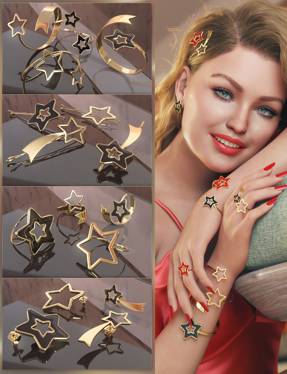 VRV Stella Jewelry for Genesis 8 and 8.1 Females by: VRVirtuososaddy, 3D Models by Daz 3D