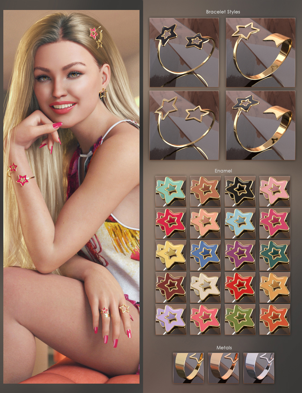 VRV Stella Jewelry for Genesis 8 and 8.1 Females by: VRVirtuososaddy, 3D Models by Daz 3D