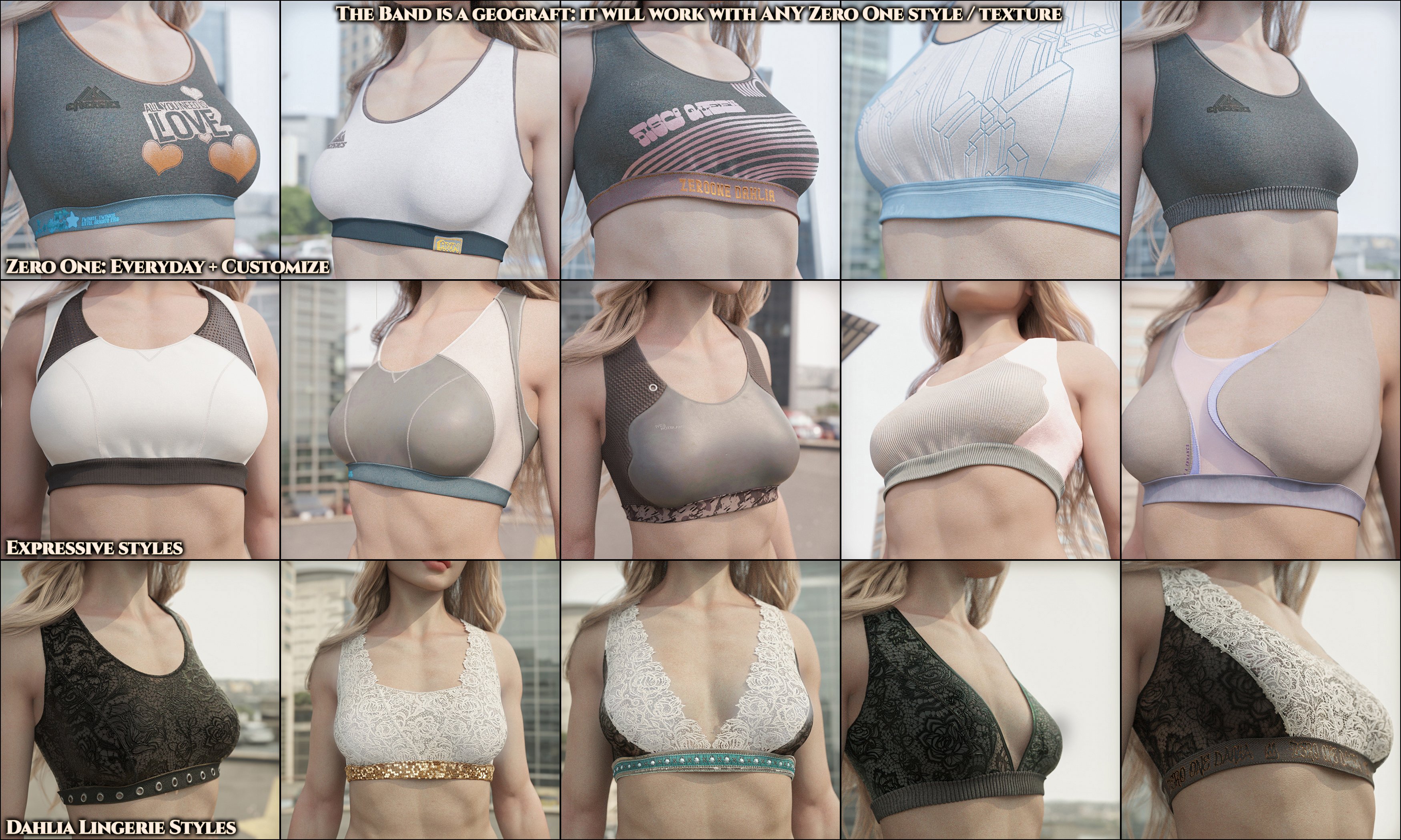 Variety Styles for Zero One Clothing Sets by: Aeon Soul, 3D Models by Daz 3D