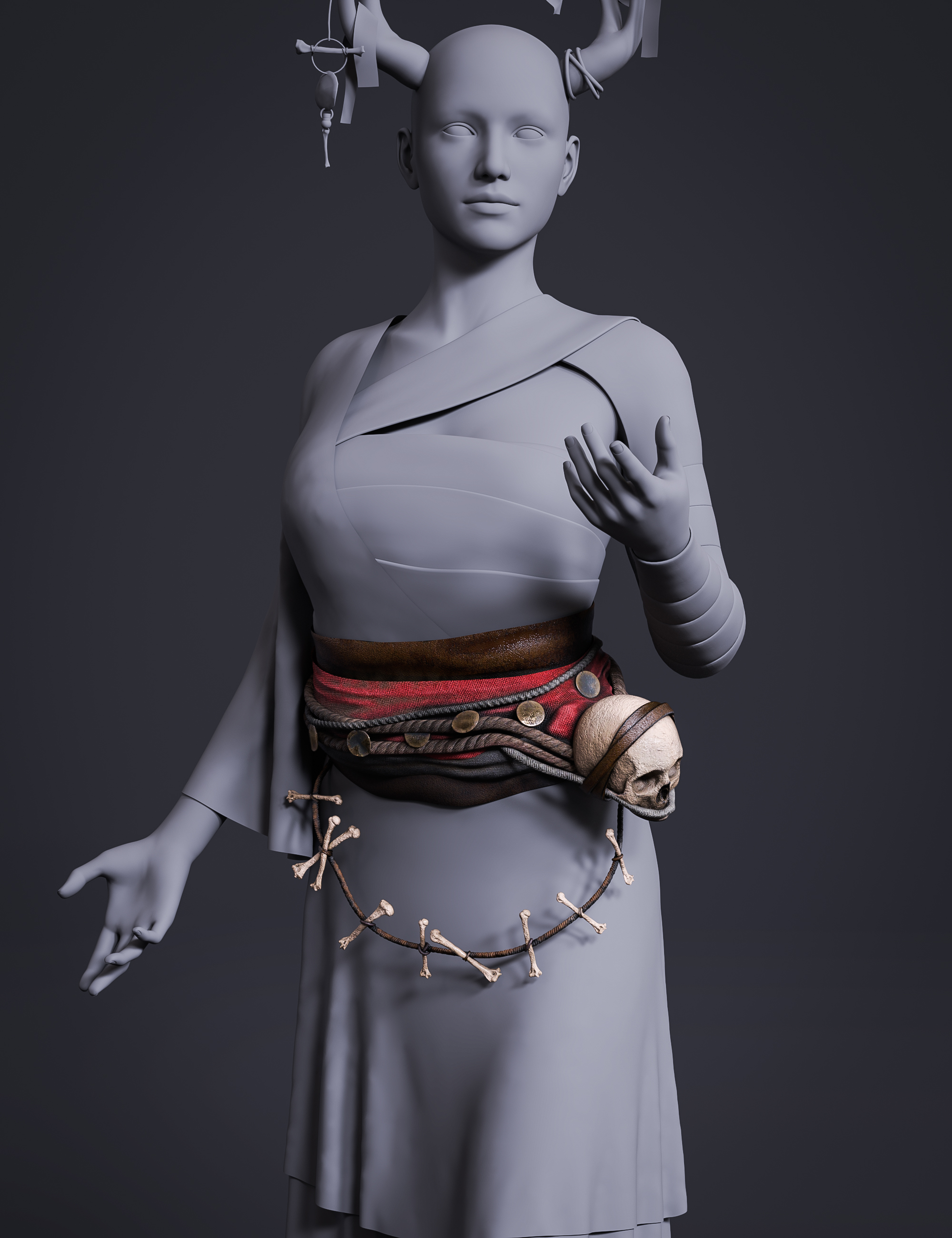 DarkForest Evil Witch Waistband and Bones Rope for Genesis 8 and 8.1 Females by: Beautyworks, 3D Models by Daz 3D