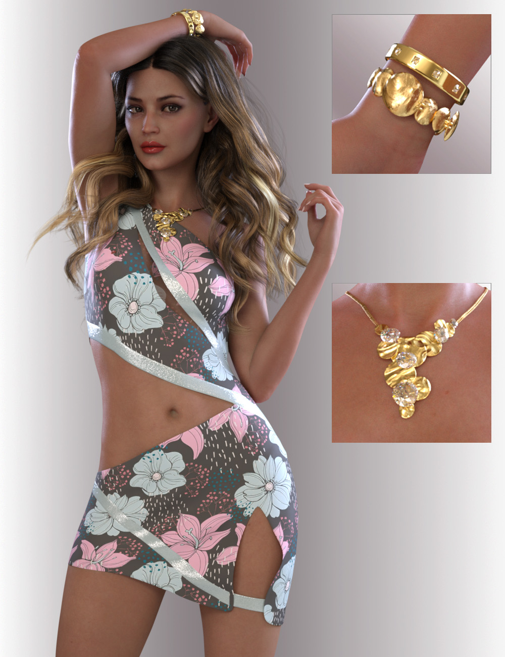 dForce Ninny Dress for Genesis 8.1 Females by: OnnelArryn, 3D Models by Daz 3D