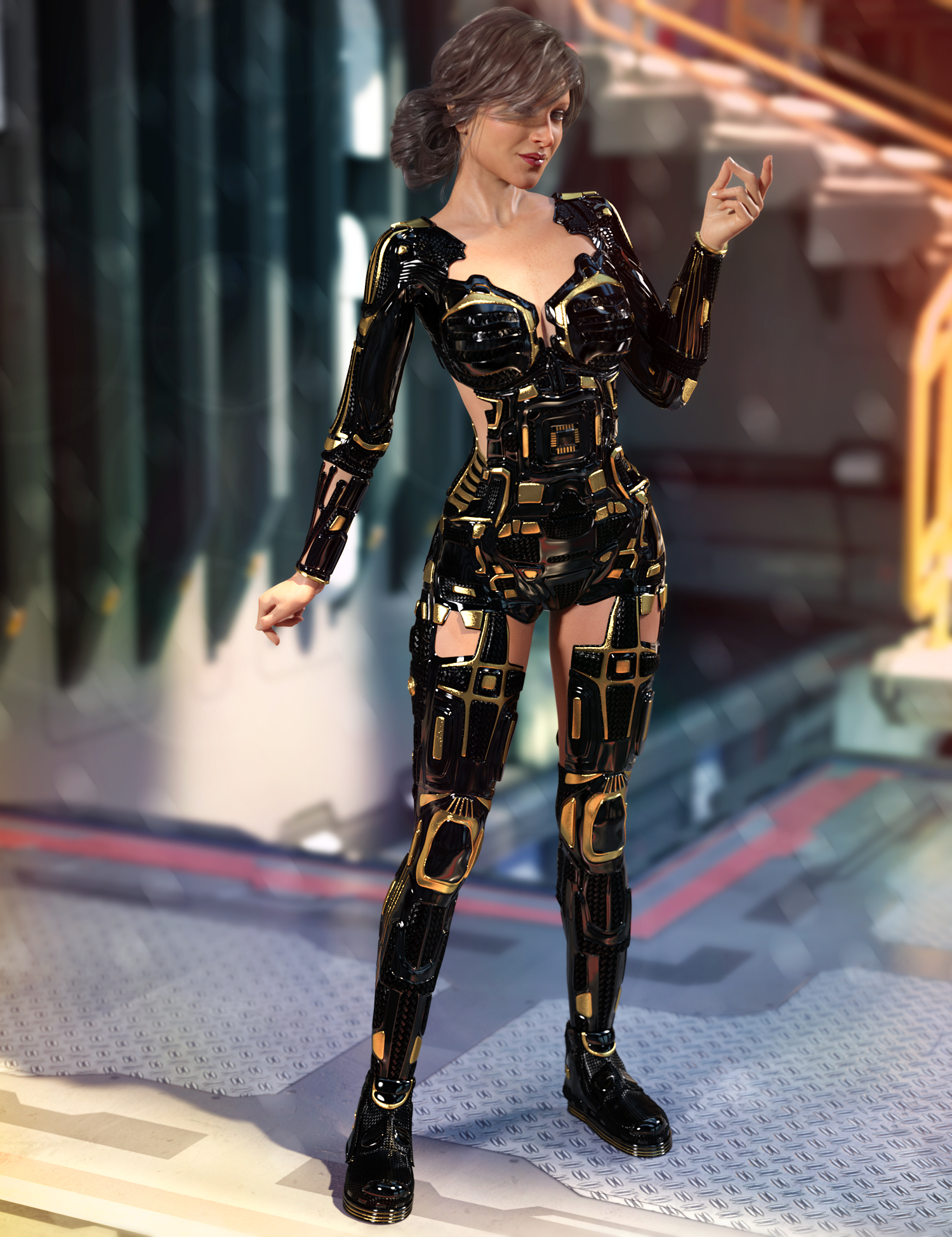 Cyber Guardian Outfit for Genesis 8 and 8.1 Females by: 4blueyesbucketload3d, 3D Models by Daz 3D