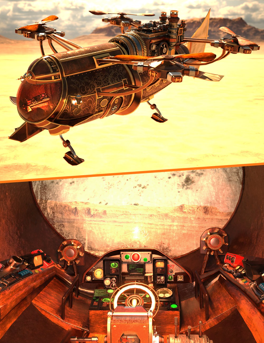 XI Steampunk Helicopter by: Xivon, 3D Models by Daz 3D