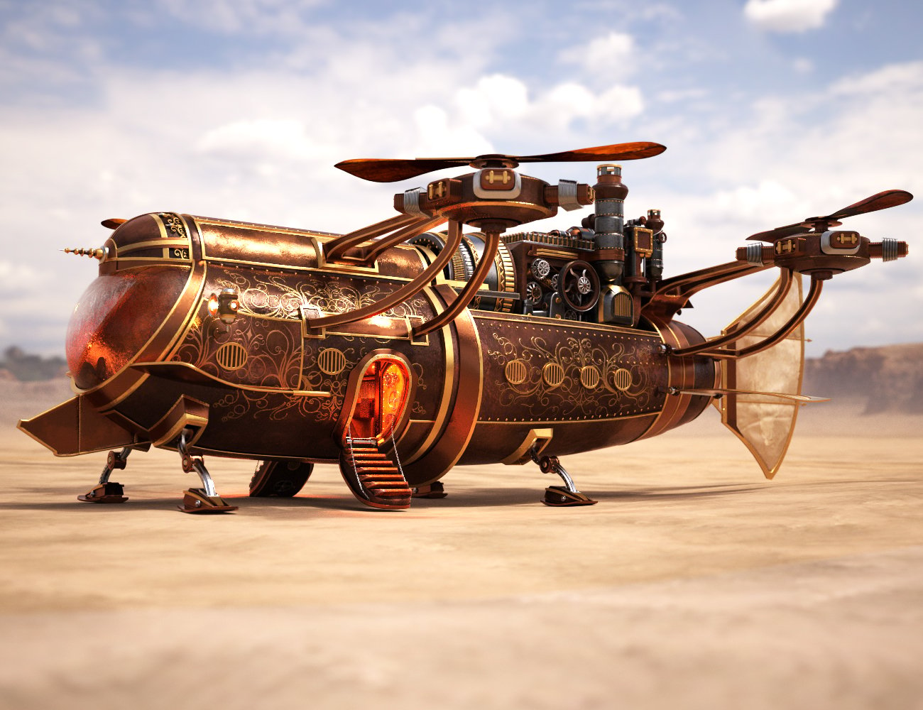 XI Steampunk Helicopter | Daz 3D