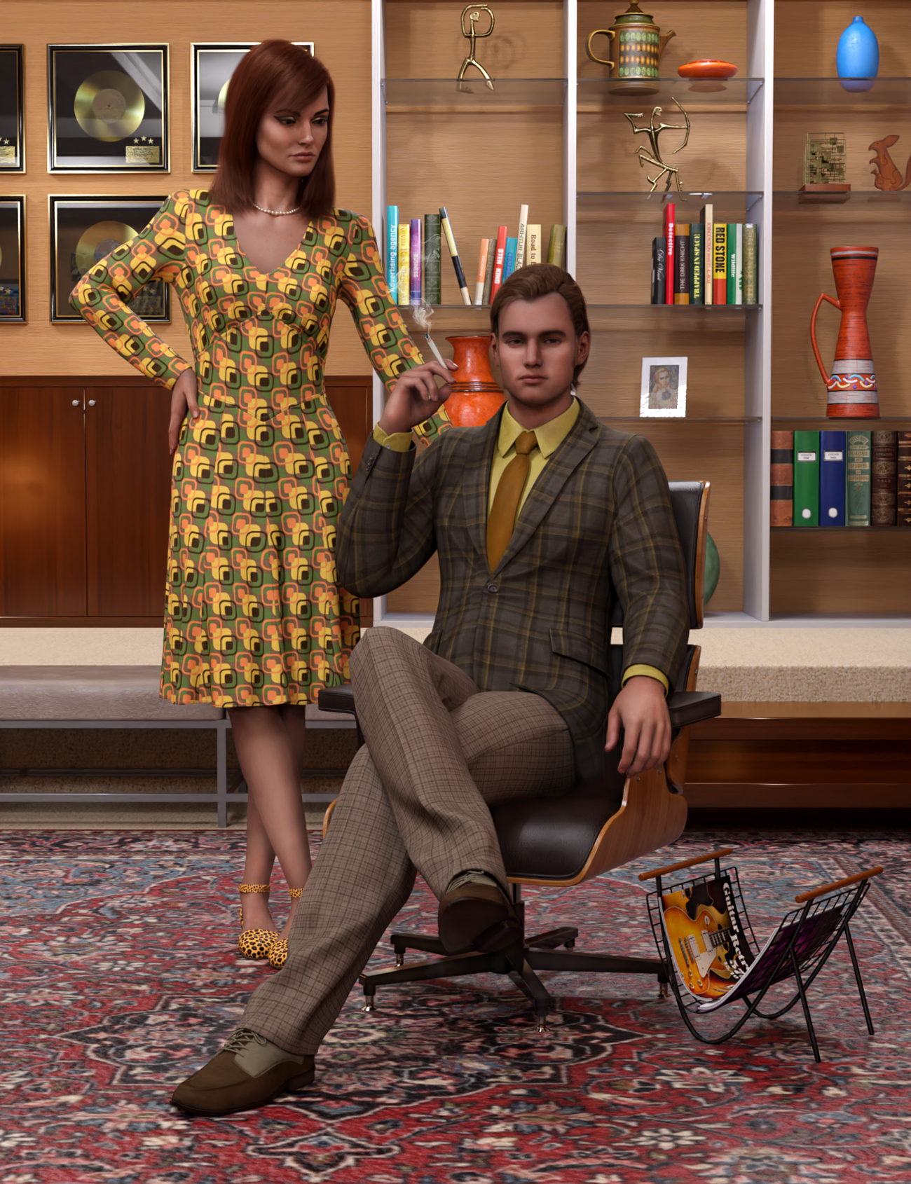 Poses for Retro Living Room for Jacqueline 8.1 and Michael 8.1 by: petipet, 3D Models by Daz 3D