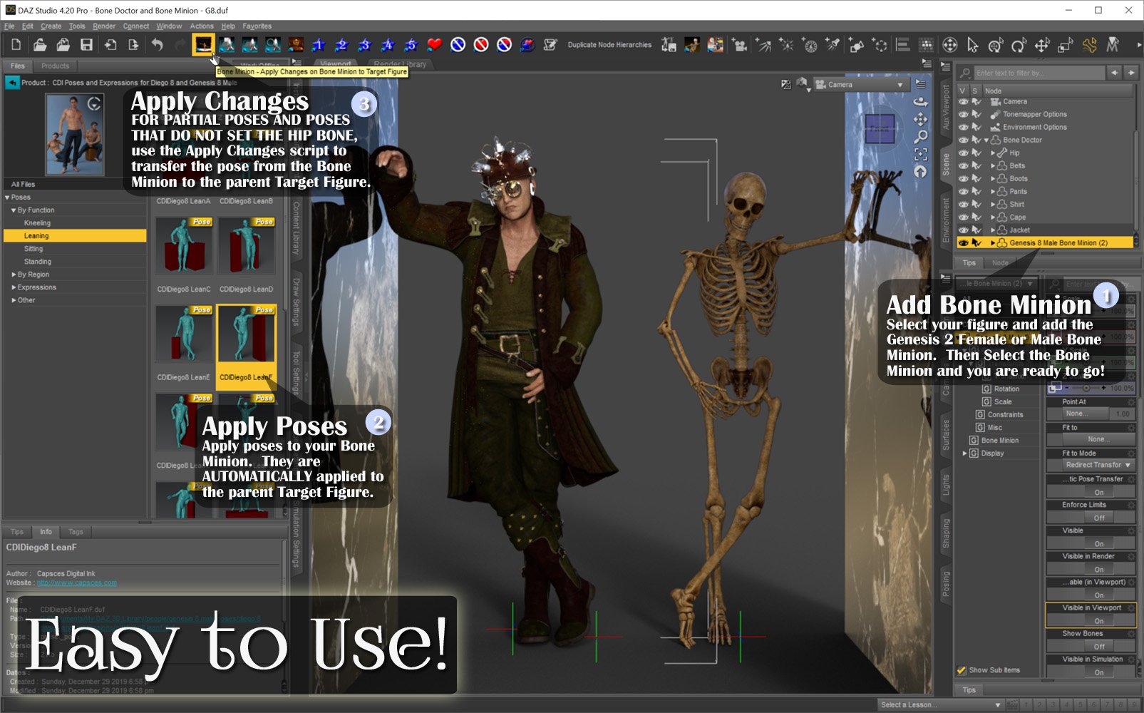 Bone Minion for Genesis 8 and 8.1 Poses for Generation 4 Bone Minion for Genesis 8 and 8.1 Poses for Generation 4 by: RiverSoft Art, 3D Models by Daz 3D