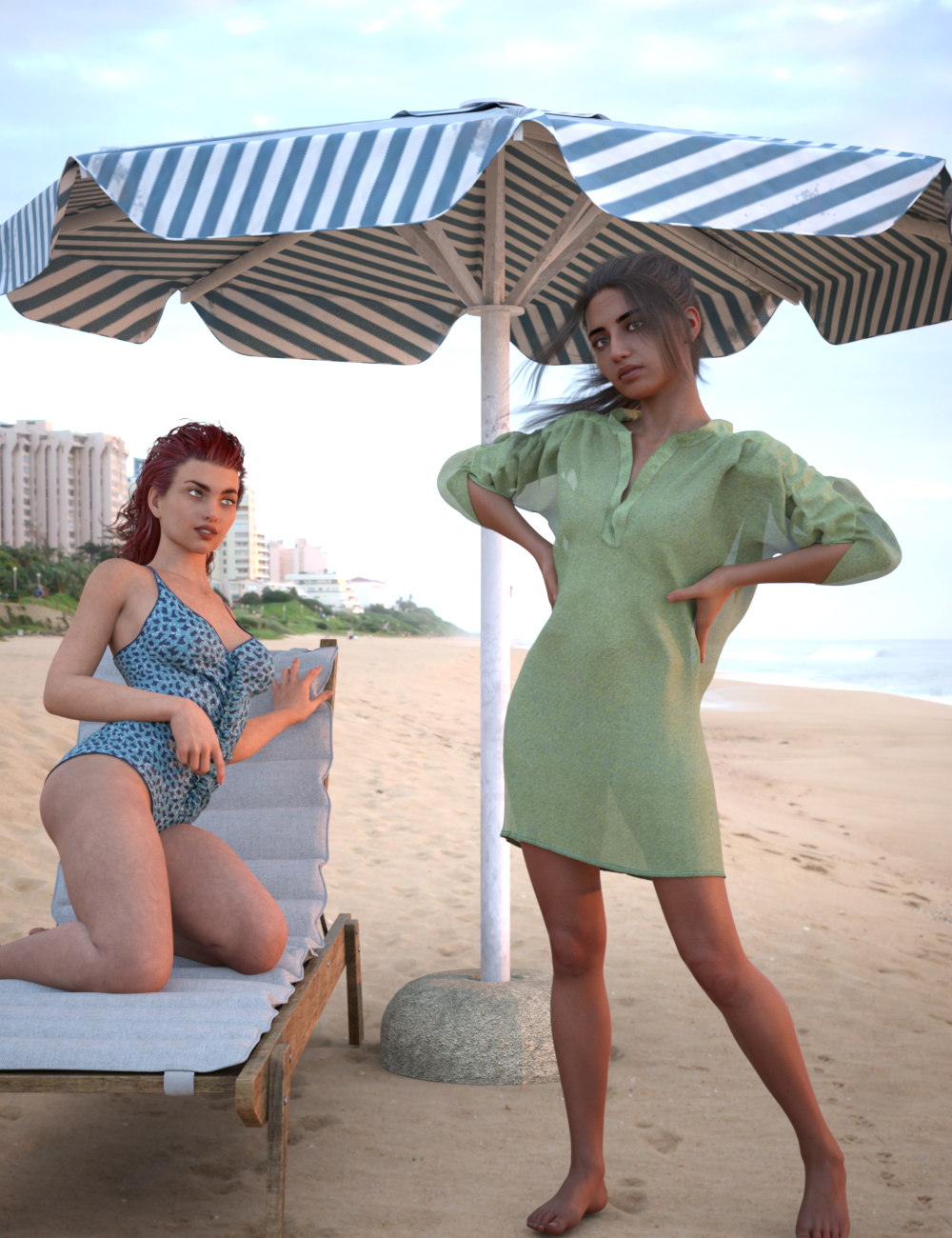dForce Must-Have Beach Outfit for Genesis 8 and 8.1 Females by: Dimidrol, 3D Models by Daz 3D