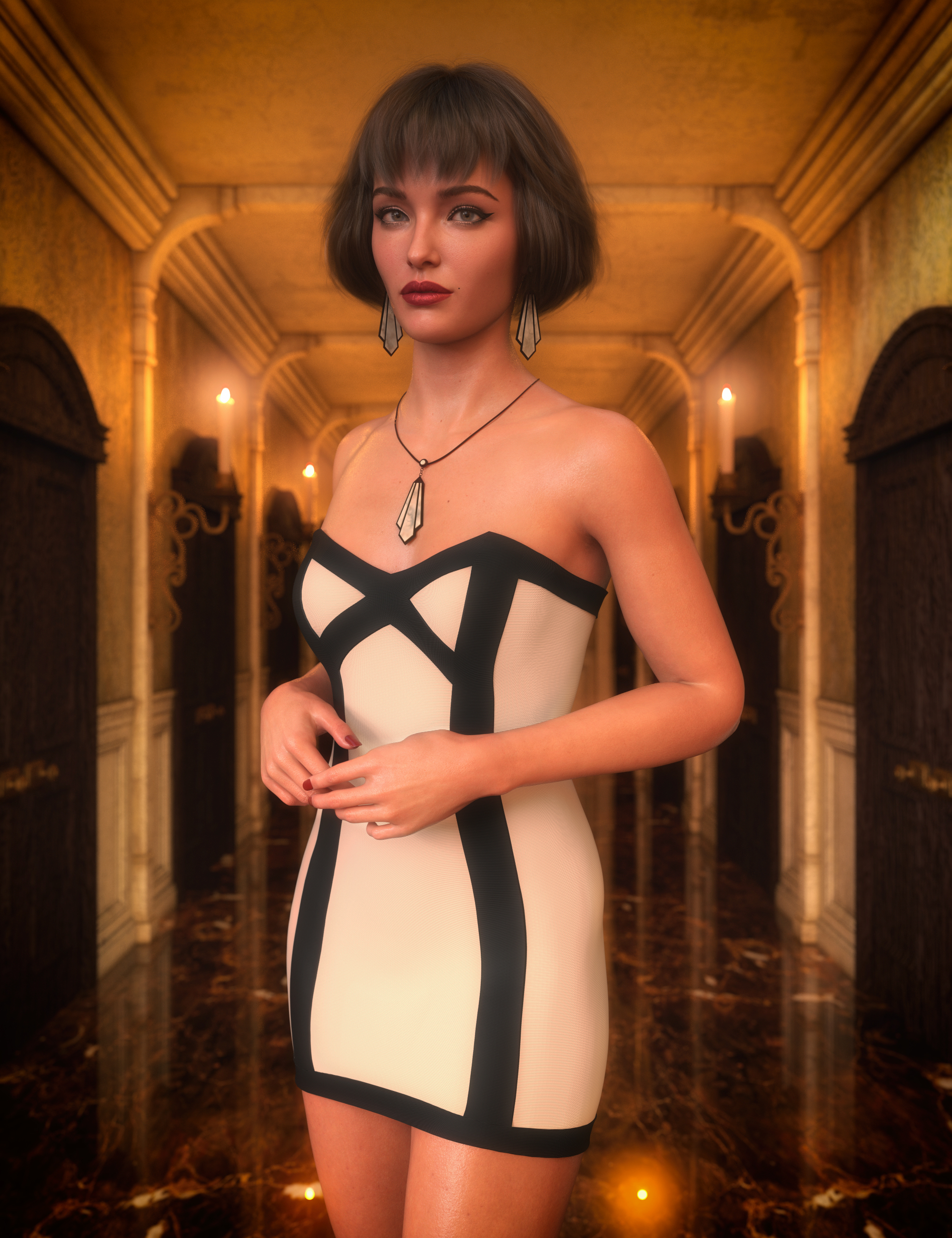 dForce Modern Deco Dress for Genesis 8 and 8.1 Females by: Silas3D, 3D Models by Daz 3D