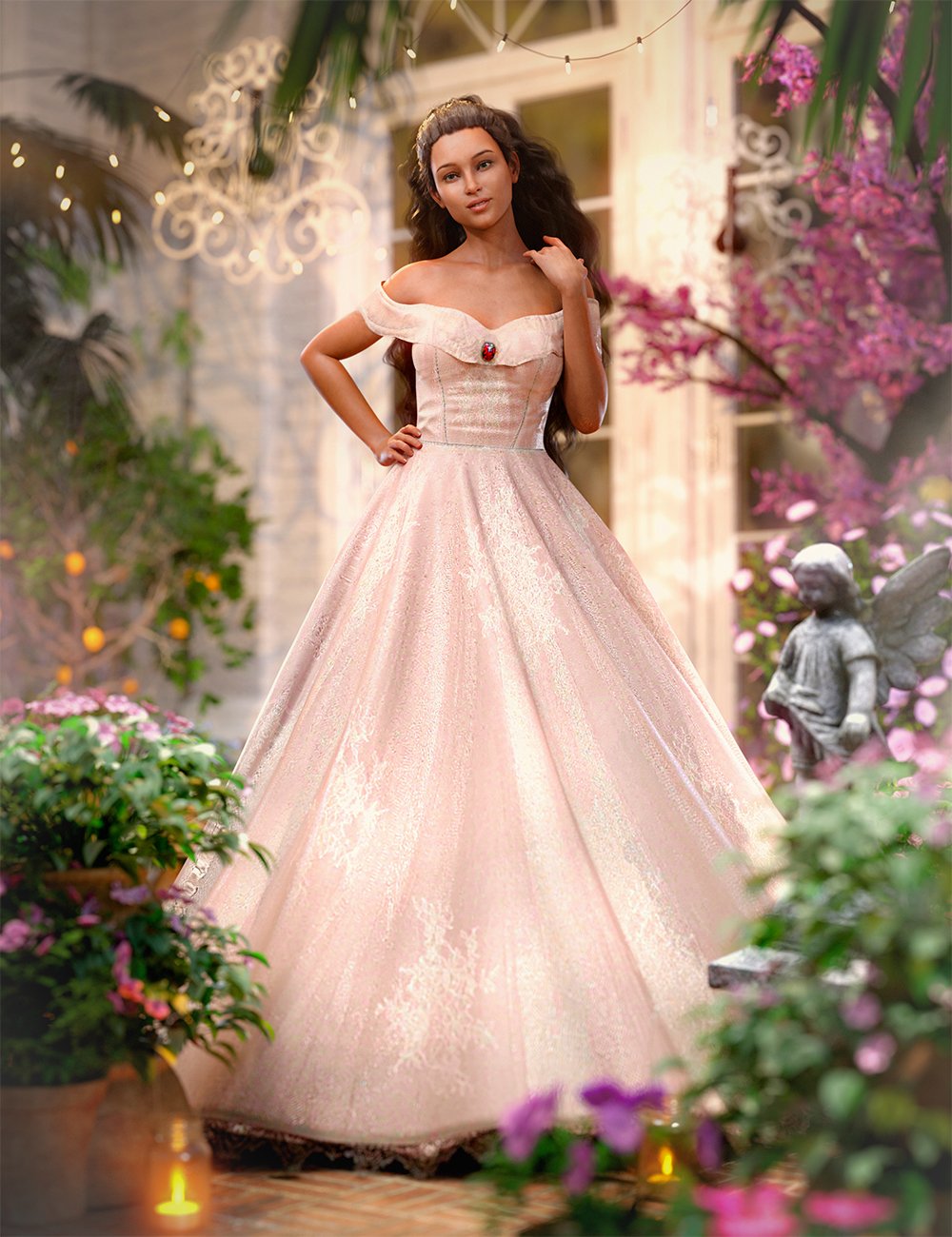dForce Wishful Princess Dress for Genesis 8 and 8.1 Females by: Barbara BrundonUmblefugly, 3D Models by Daz 3D