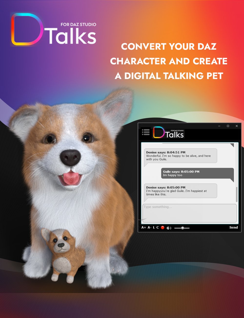 D-Talks! - Realtime Talking Chatbot for Daz Characters D-Talks! - Realtime Talking Chatbot for Daz Characters by: NextOS, 3D Models by Daz 3D