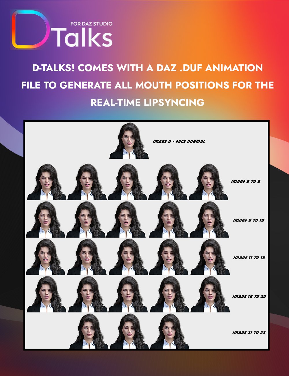 D-Talks! - Realtime Talking Chatbot for Daz Characters D-Talks! - Realtime Talking Chatbot for Daz Characters by: NextOS, 3D Models by Daz 3D