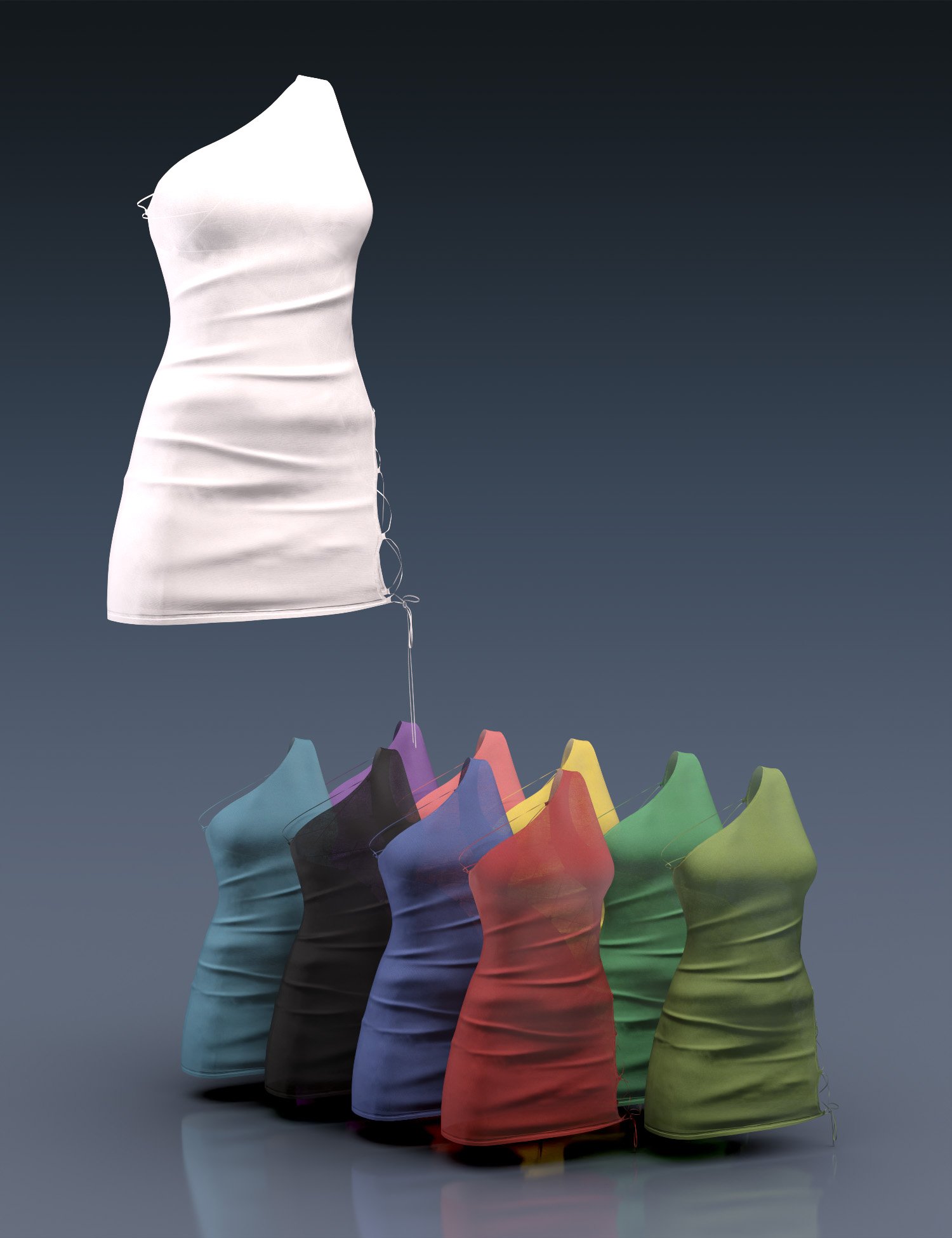 KUJ Fashion Tight Asymmetry Dress for Genesis 8 and 8.1 Females by: Kujira, 3D Models by Daz 3D