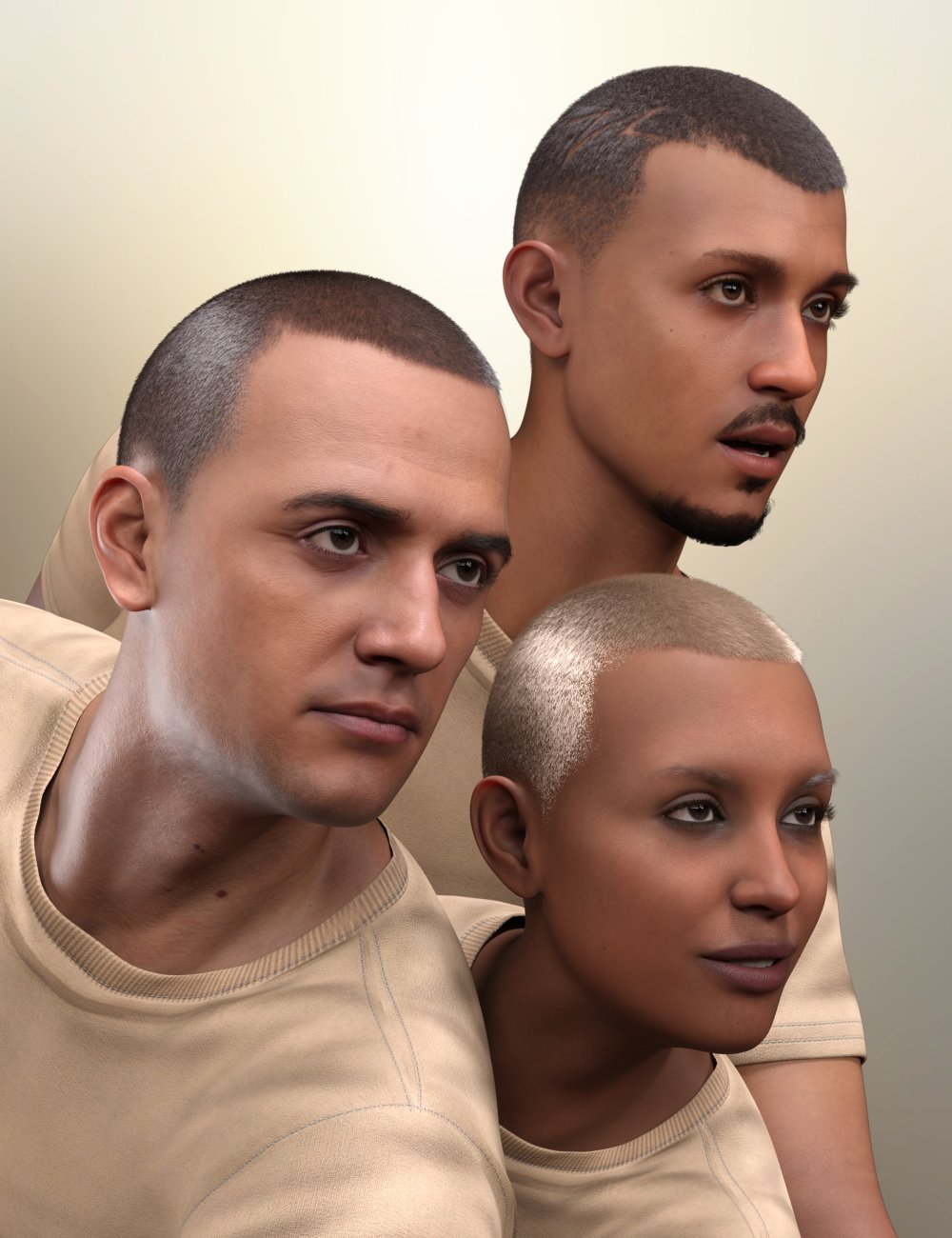 dForce Ultimate Buzzcut Hair for Genesis 9 by: RedzStudio, 3D Models by Daz 3D