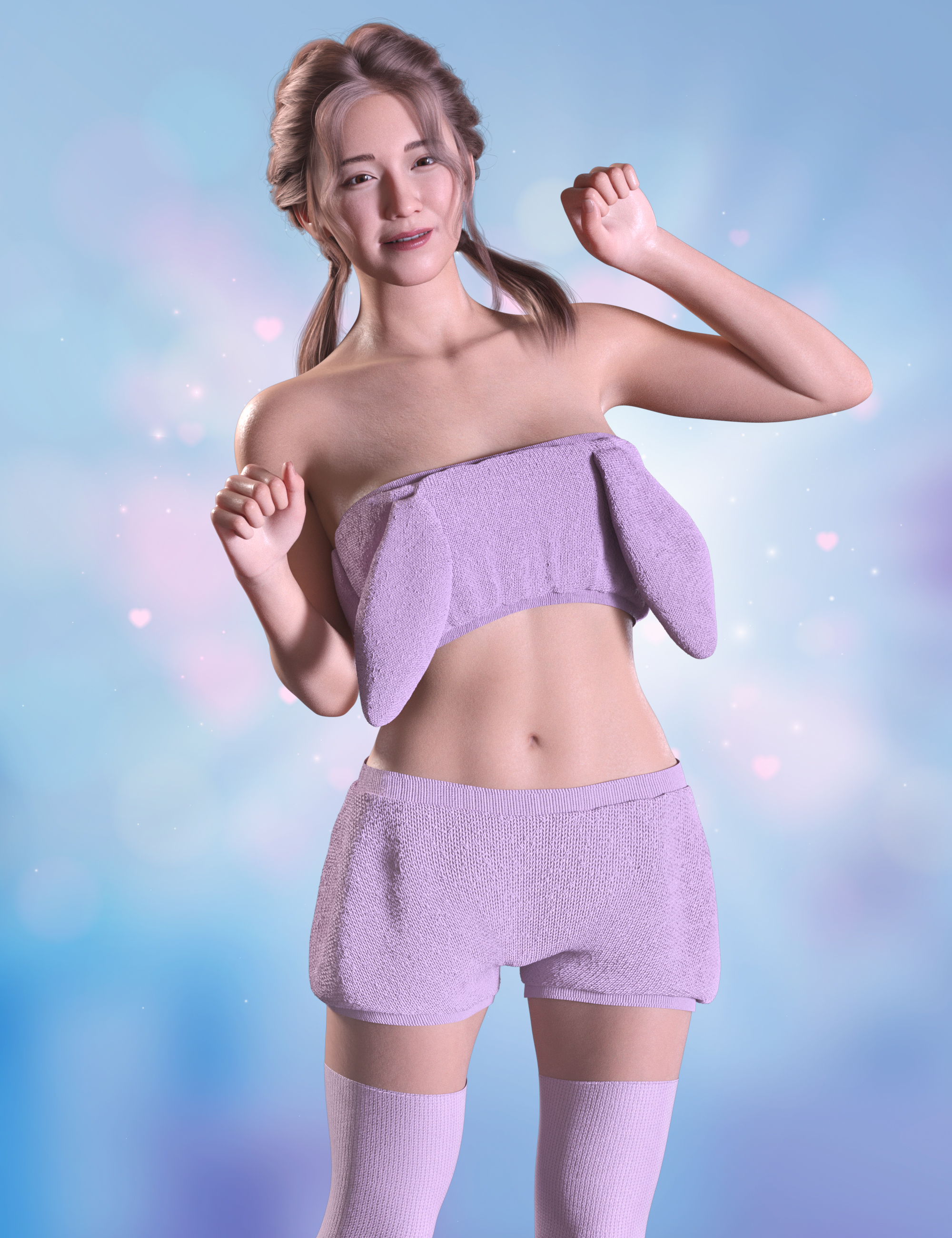 dForce Alani Kawaii Bunny Outfit for Genesis 8 and 8.1 Females by: Beautyworks, 3D Models by Daz 3D