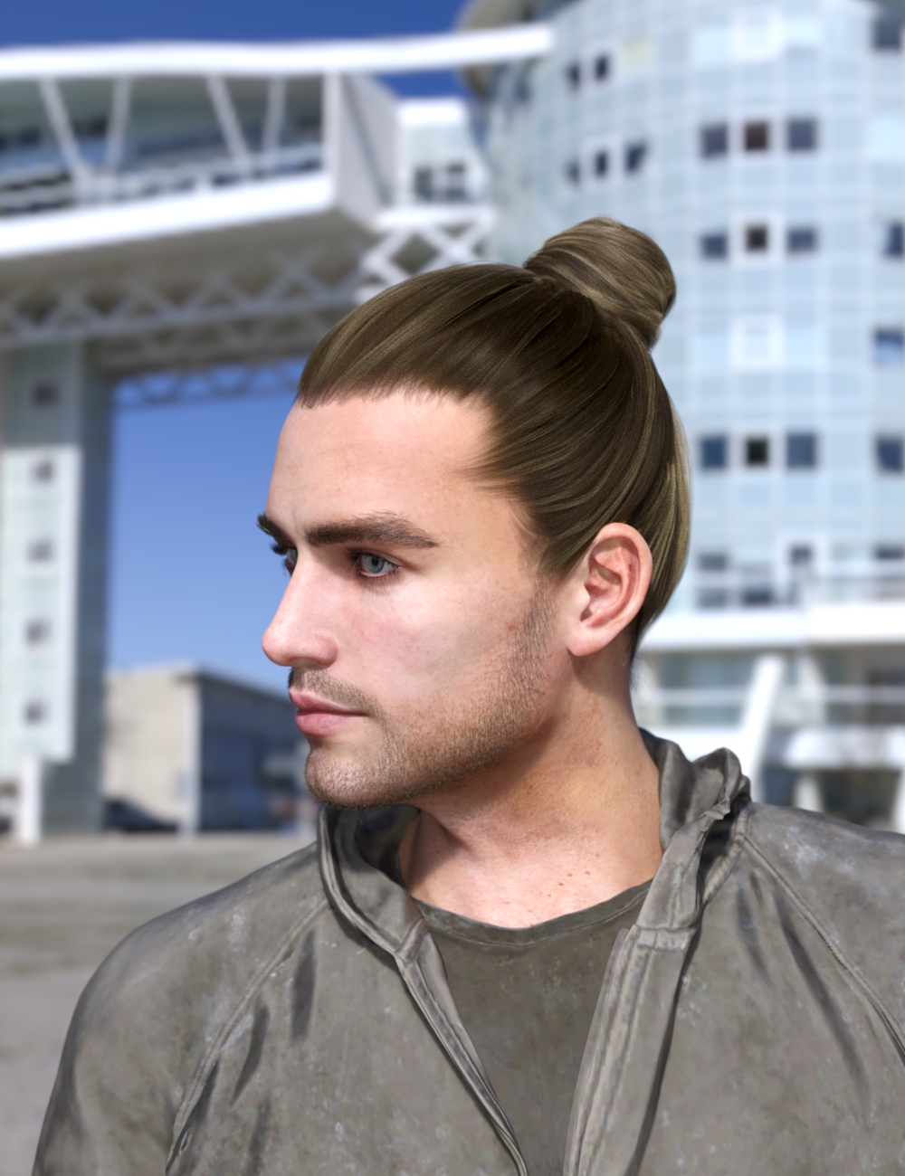 Tico Male Bun Hair for Genesis 9 Males by: Neftis3D, 3D Models by Daz 3D