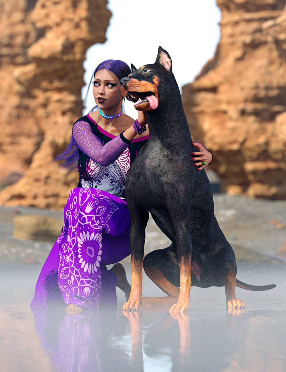 SBibb Loyal Companion Poses for Daz Dog 8 and Genesis 8 and 8.1 by: SBibb, 3D Models by Daz 3D