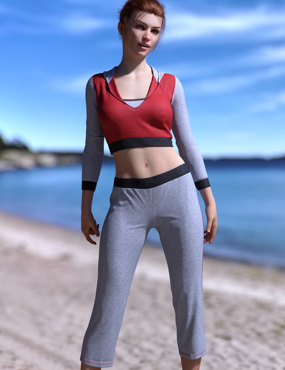 dForce Summer Fit Outfit for Genesis 8 and 8.1 Female by: Leviathan, 3D Models by Daz 3D