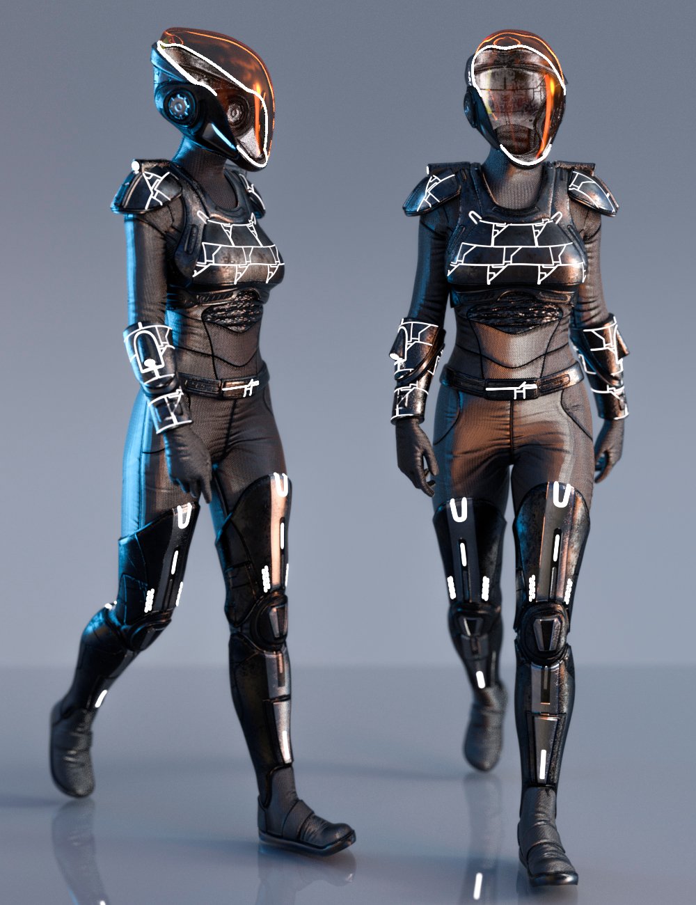 Sci-Fi Guard Outfit Textures for Genesis 8 and 8.1 Female | Daz 3D