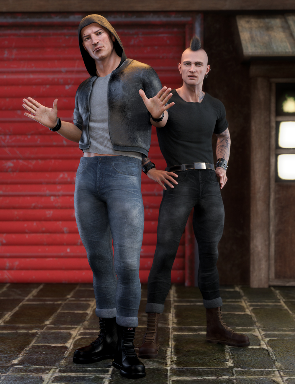 dForce M3D Matt Outfit and Tattoos Set for Genesis 8 and 8.1 Males by: Matari3D, 3D Models by Daz 3D