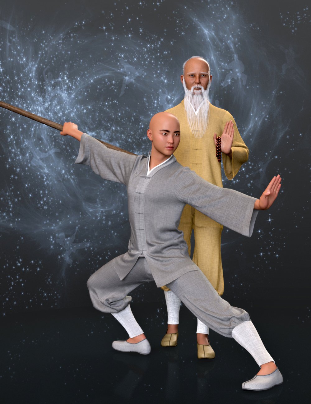 dForce MK Monk Suit for Genesis 8 and 8.1 Male by: wsmonkeyking, 3D Models by Daz 3D