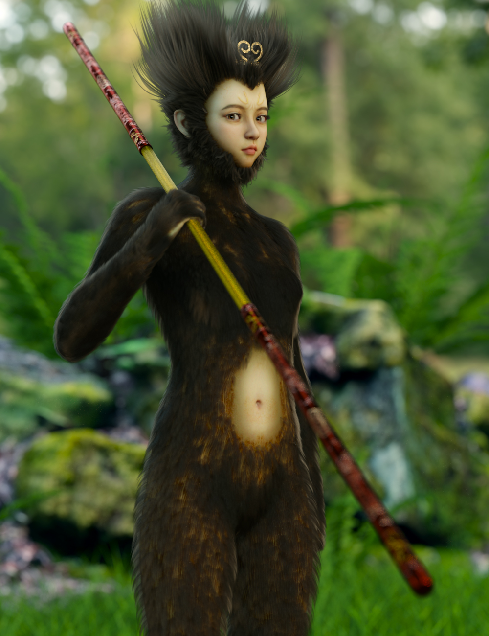 Vo Golden Cudgel and Monkey Boxing Poses for Genesis 8.1 Female by: VOOTW, 3D Models by Daz 3D