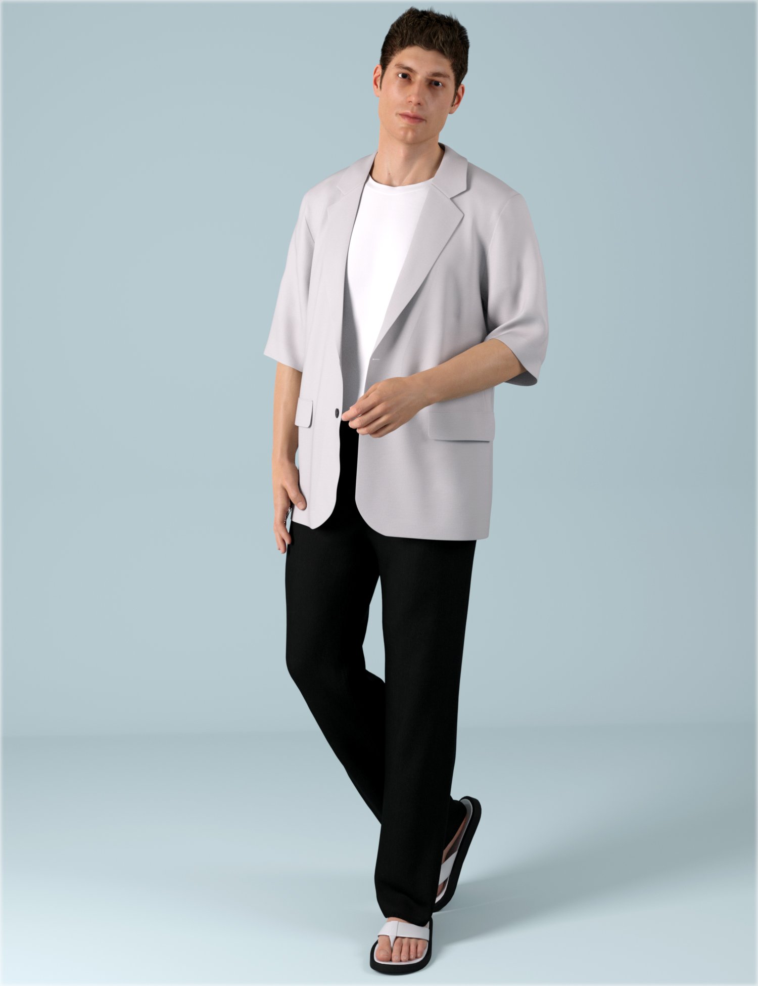 dForce HnC Short Sleeve Jacket Outfits for Genesis 8.1 Males dForce HnC Short Sleeve Jacket Outfits for Genesis 8.1 Males by: IH Kang, 3D Models by Daz 3D