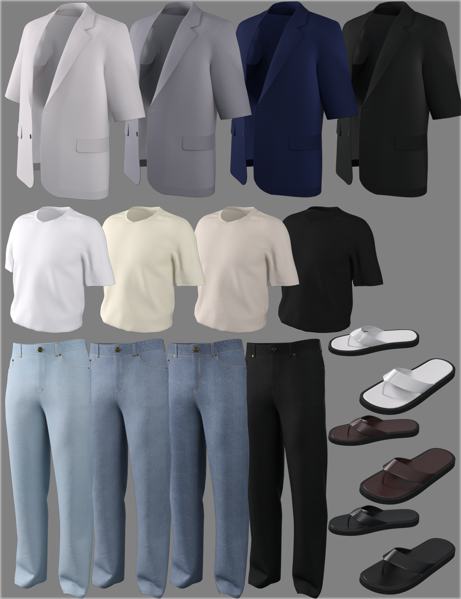dForce HnC Short Sleeve Jacket Outfits for Genesis 8.1 Males by: IH Kang, 3D Models by Daz 3D