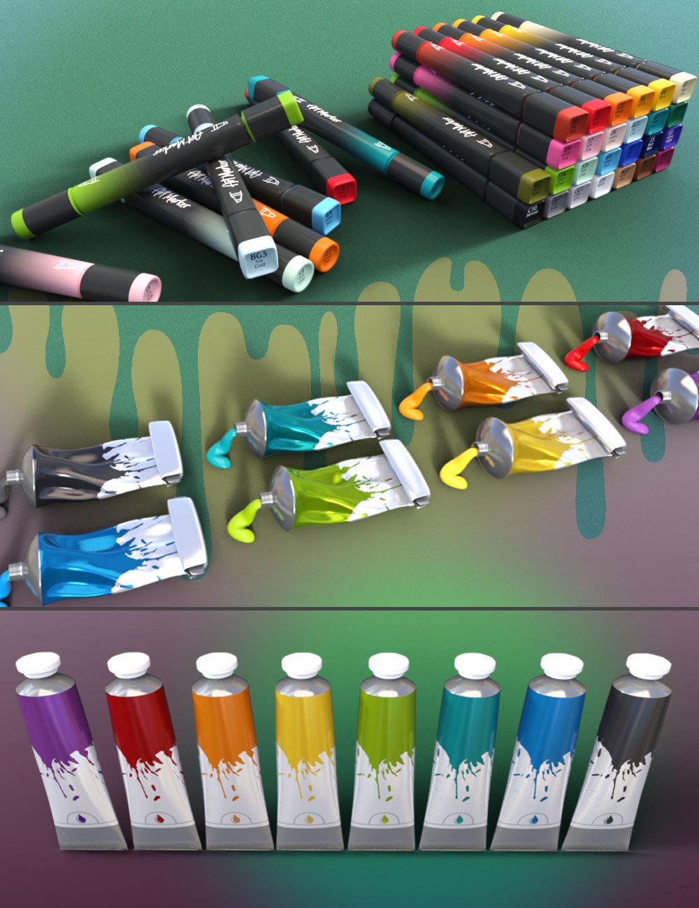 Hobby Props Art Supplies Hobby Props Art Supplies by: SilvaAnt3d, 3D Models by Daz 3D