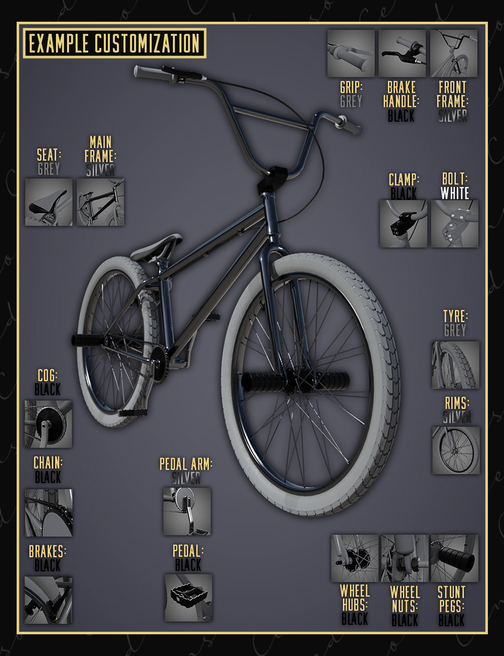 Customizable Freestyle Bike by: Censored, 3D Models by Daz 3D