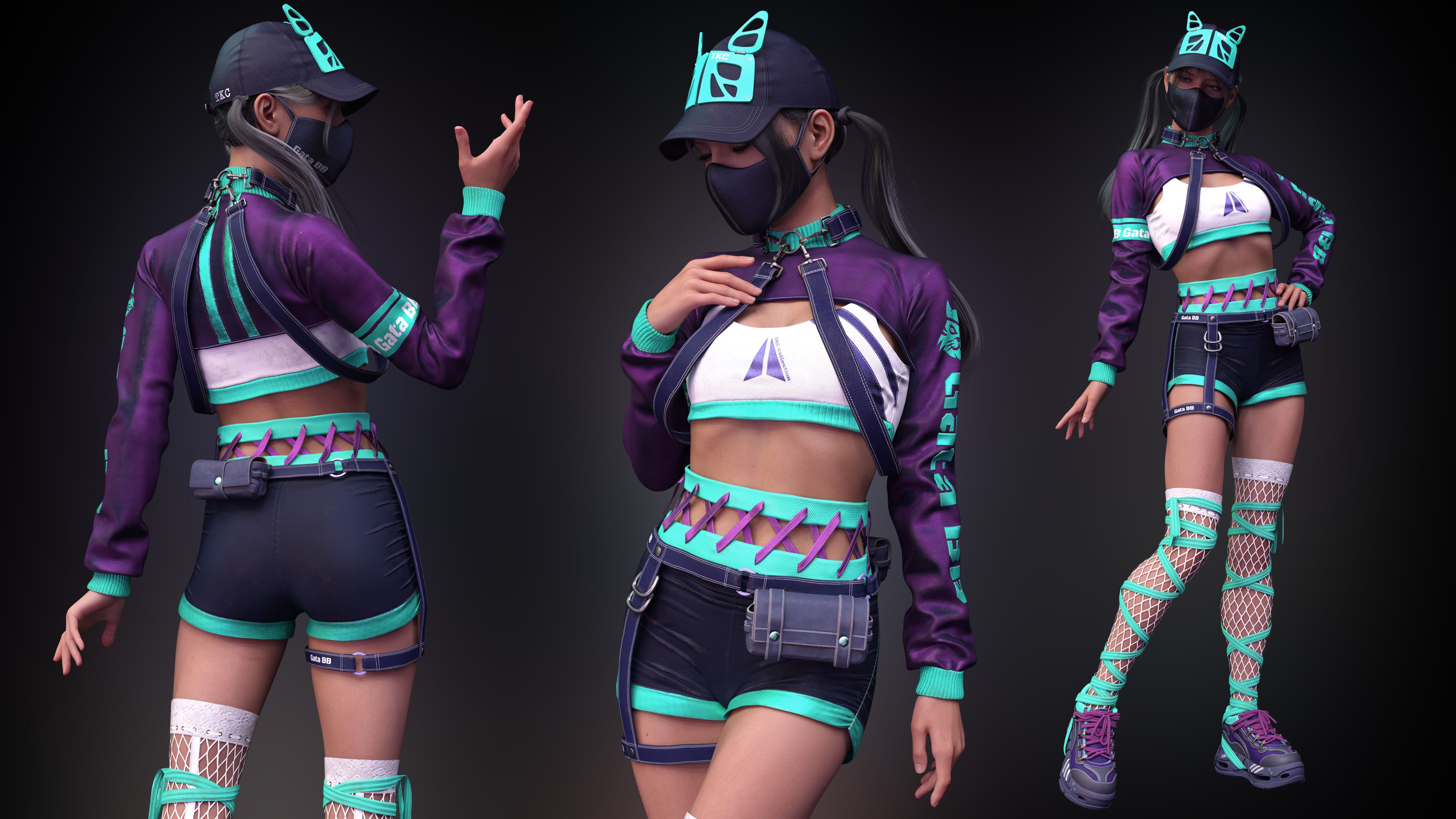 Tekky Cat HD Outfit for Genesis 8 and 8.1 Females by: Luthbellinasharp.edge.es, 3D Models by Daz 3D