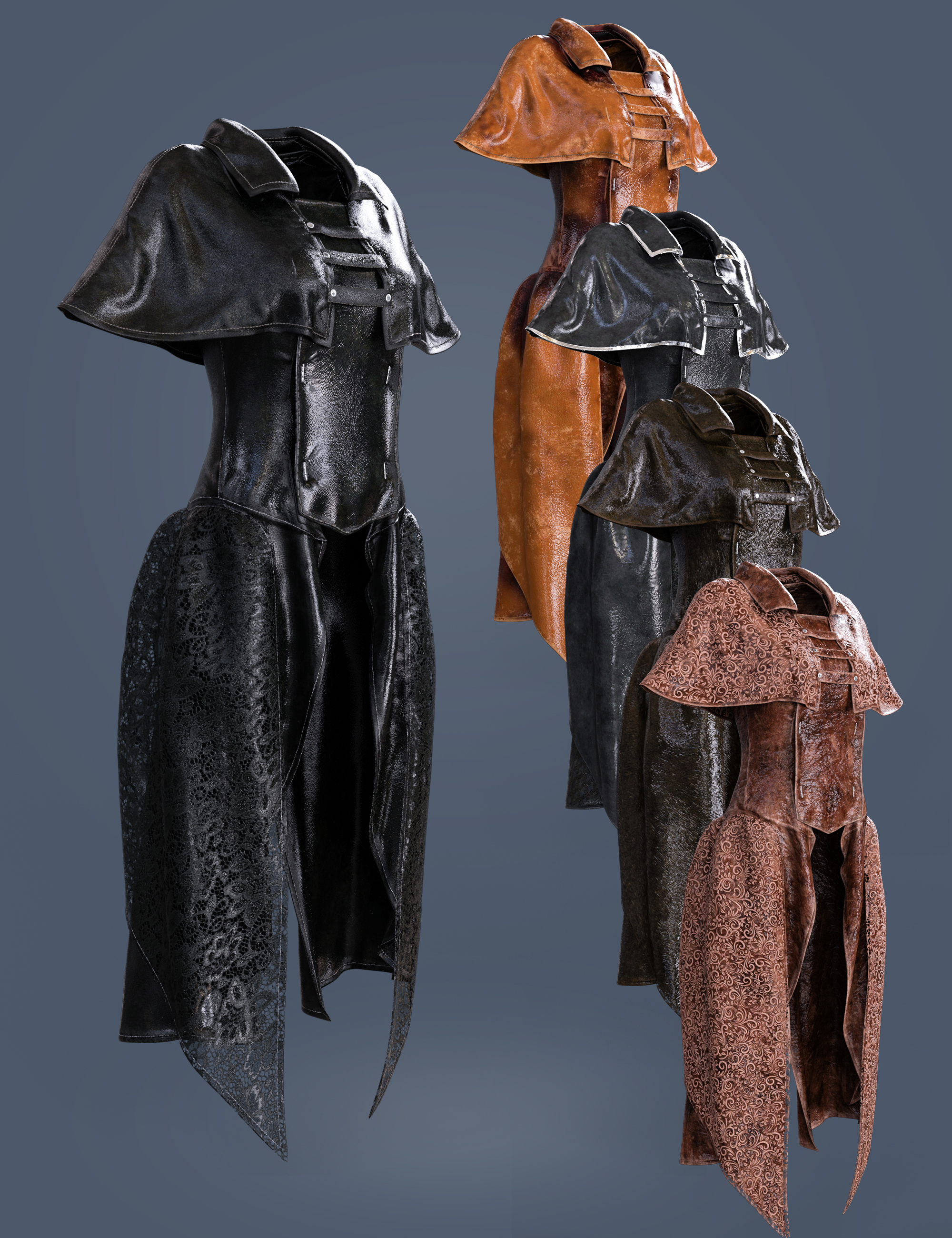 Halloween Plague Doctor dForce Dress and Cloak for Genesis 8 and 8.1 Females by: Beautyworks, 3D Models by Daz 3D