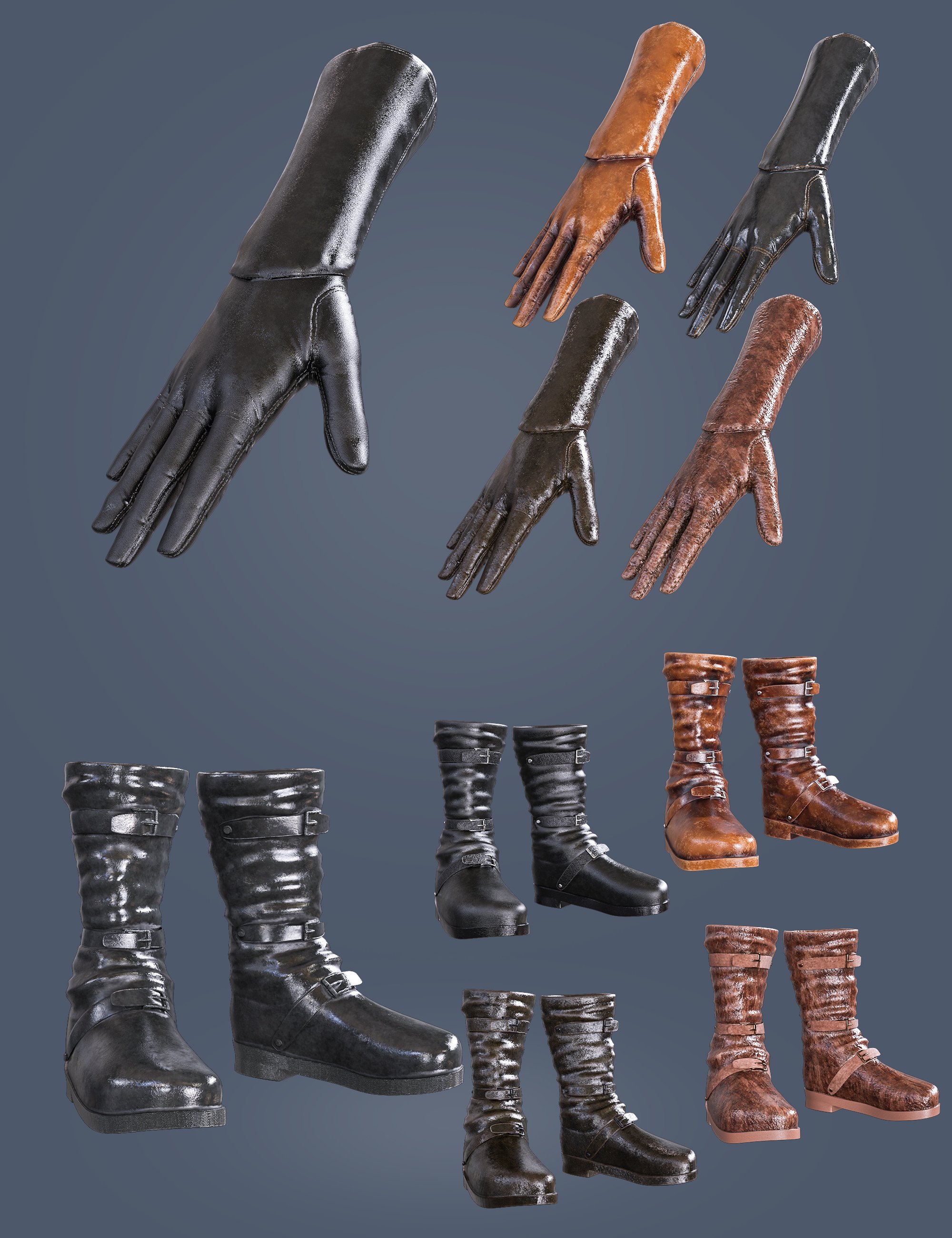 Halloween Plague Doctor Gloves and Shoes for Genesis 8 and 8.1 Females by: Beautyworks, 3D Models by Daz 3D