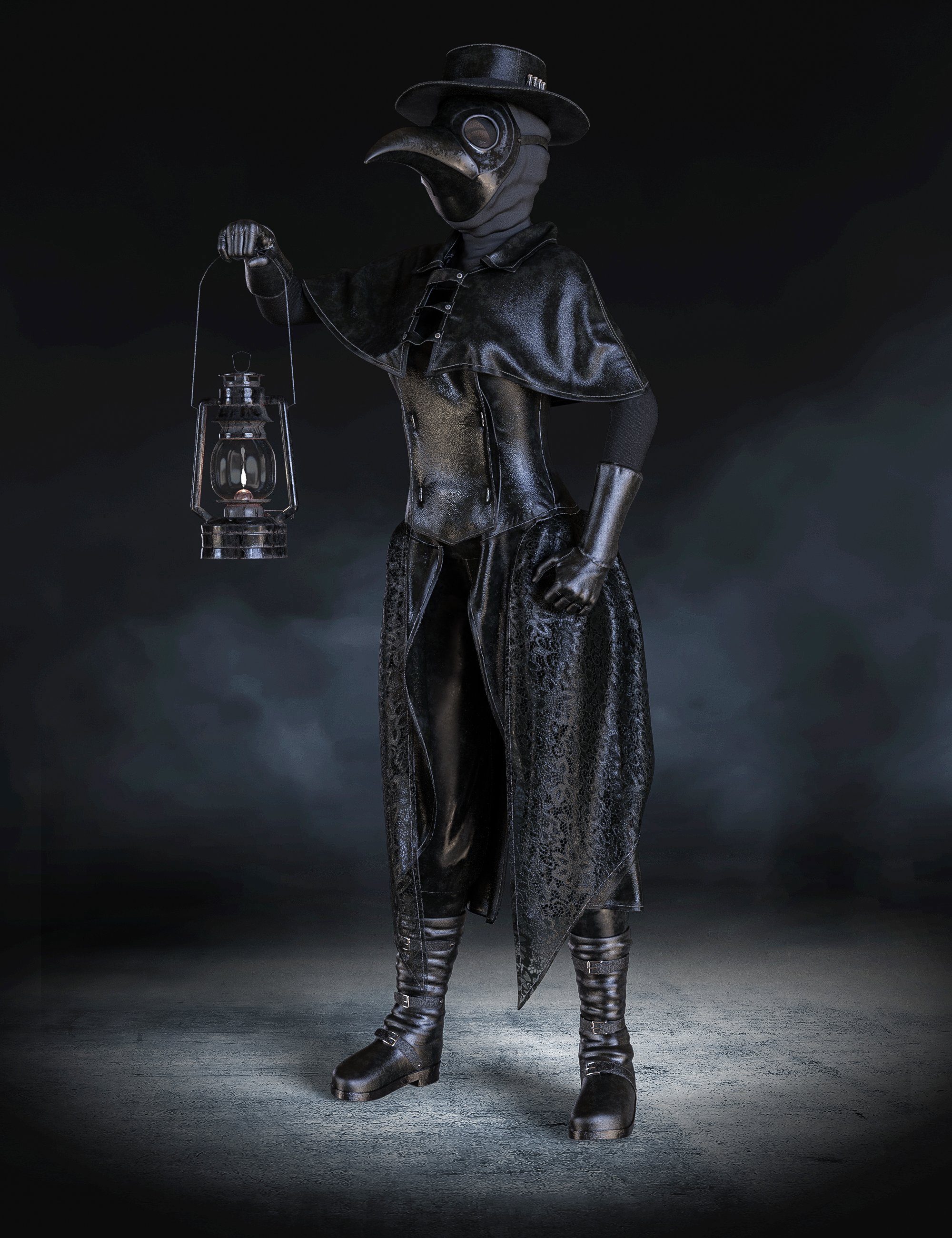 Halloween Plague Doctor Outfit for Genesis 8 and 8.1 Females by: Beautyworks, 3D Models by Daz 3D