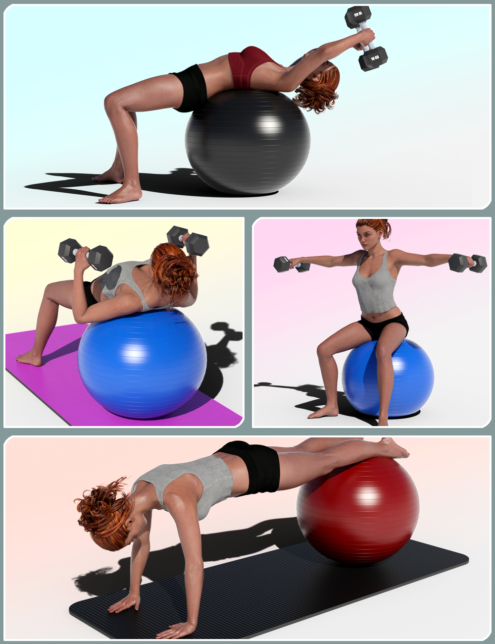 FM Ball & Weights Workout for Genesis 9 and 8 Females by: Flipmode, 3D Models by Daz 3D
