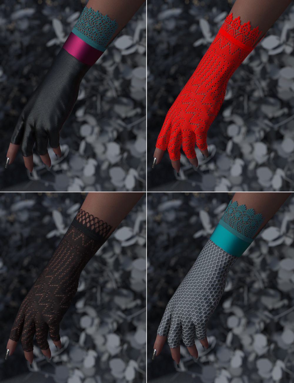 Leather and Lace Fingerless Glove Builder for Genesis 9 Daz 3D