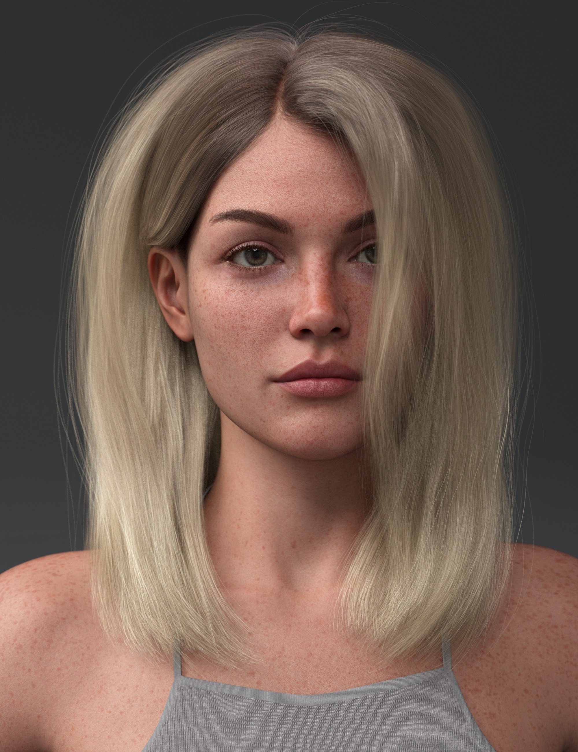 Side Parted Long Bob Hair For Genesis 9 Daz 3D   Sidepartedlongbobhairforgenesis905daz3d 