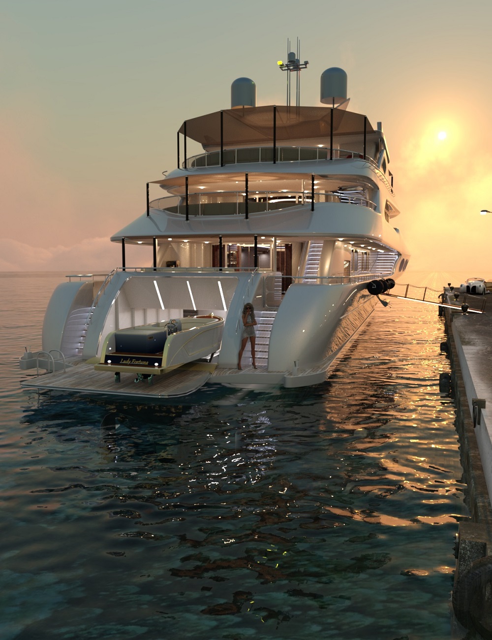 PW Customizable SuperYacht Lady Fortuna by: PW Productions, 3D Models by Daz 3D