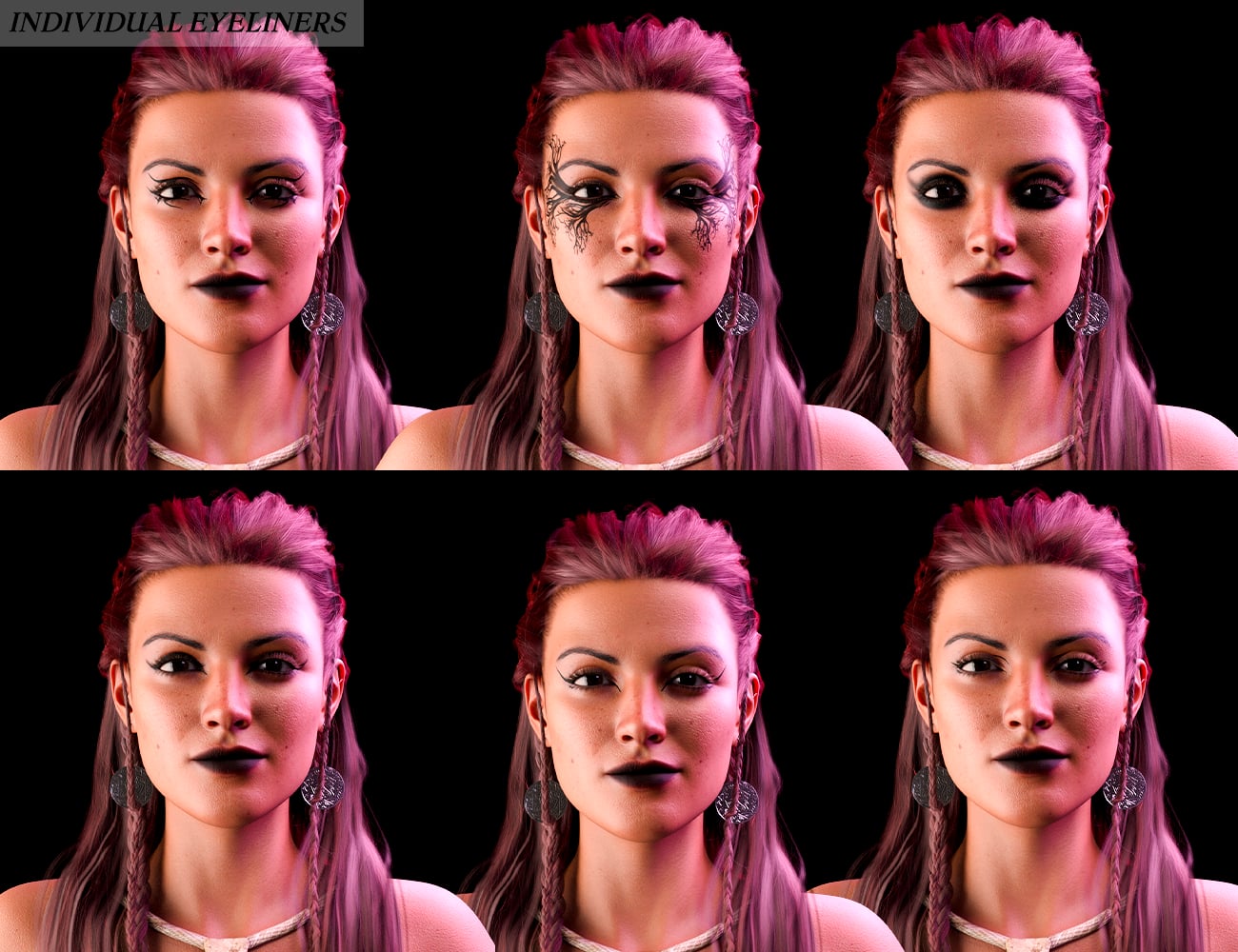 M3D Fantasy Makeup Geoshell and Earrings for Genesis 8 and 8.1 Females ...