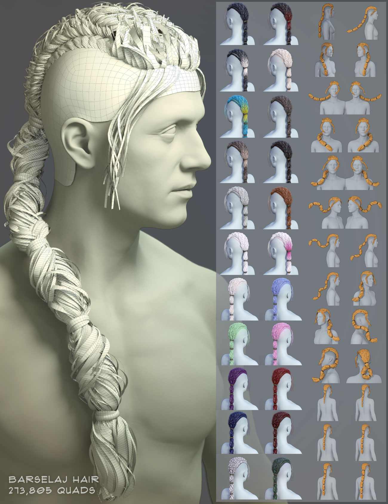 Barselaj Hair for Genesis 9 by: AprilYSH, 3D Models by Daz 3D