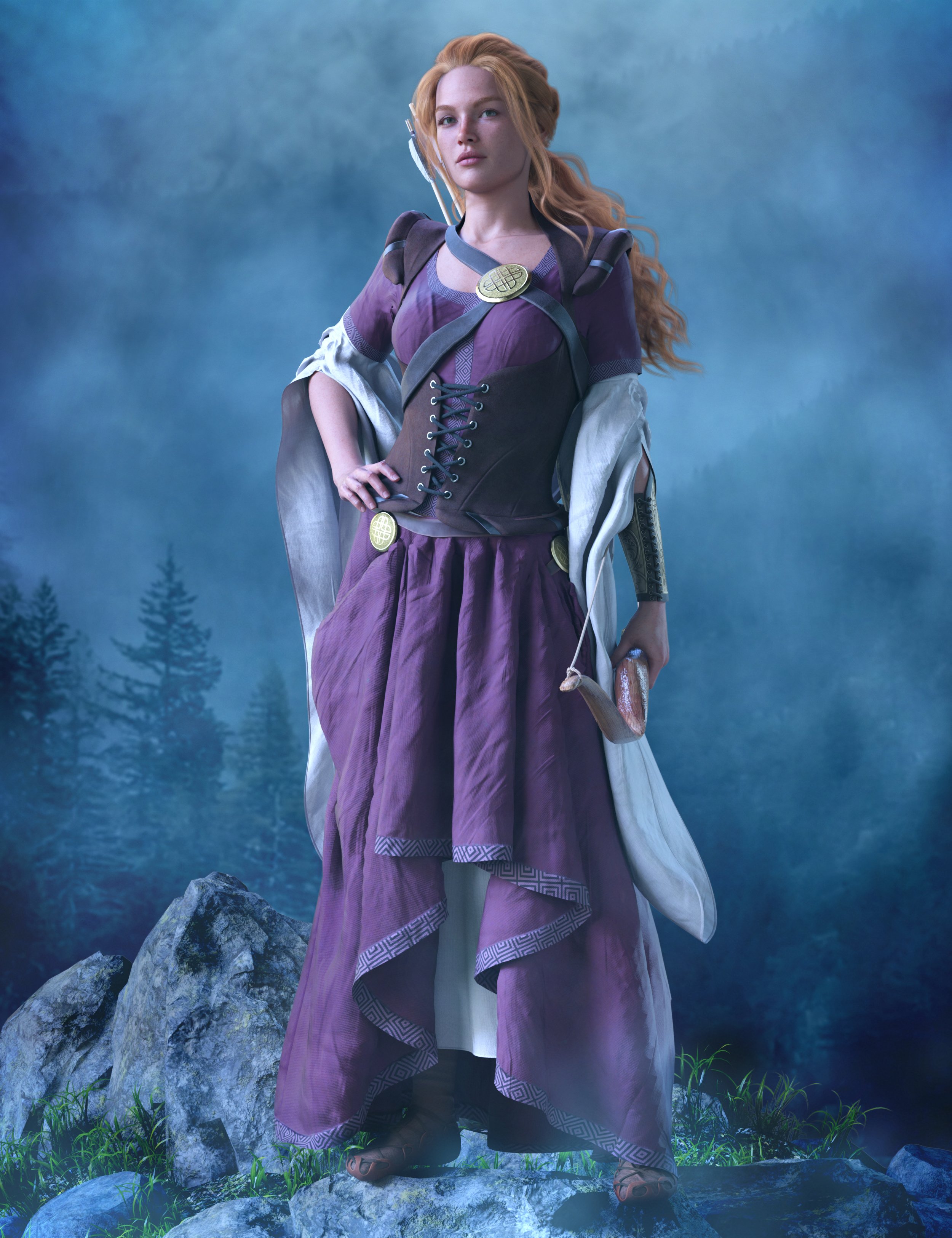dForce Medieval Style Outfit for Genesis 9 by: fefecoolyellow, 3D Models by Daz 3D