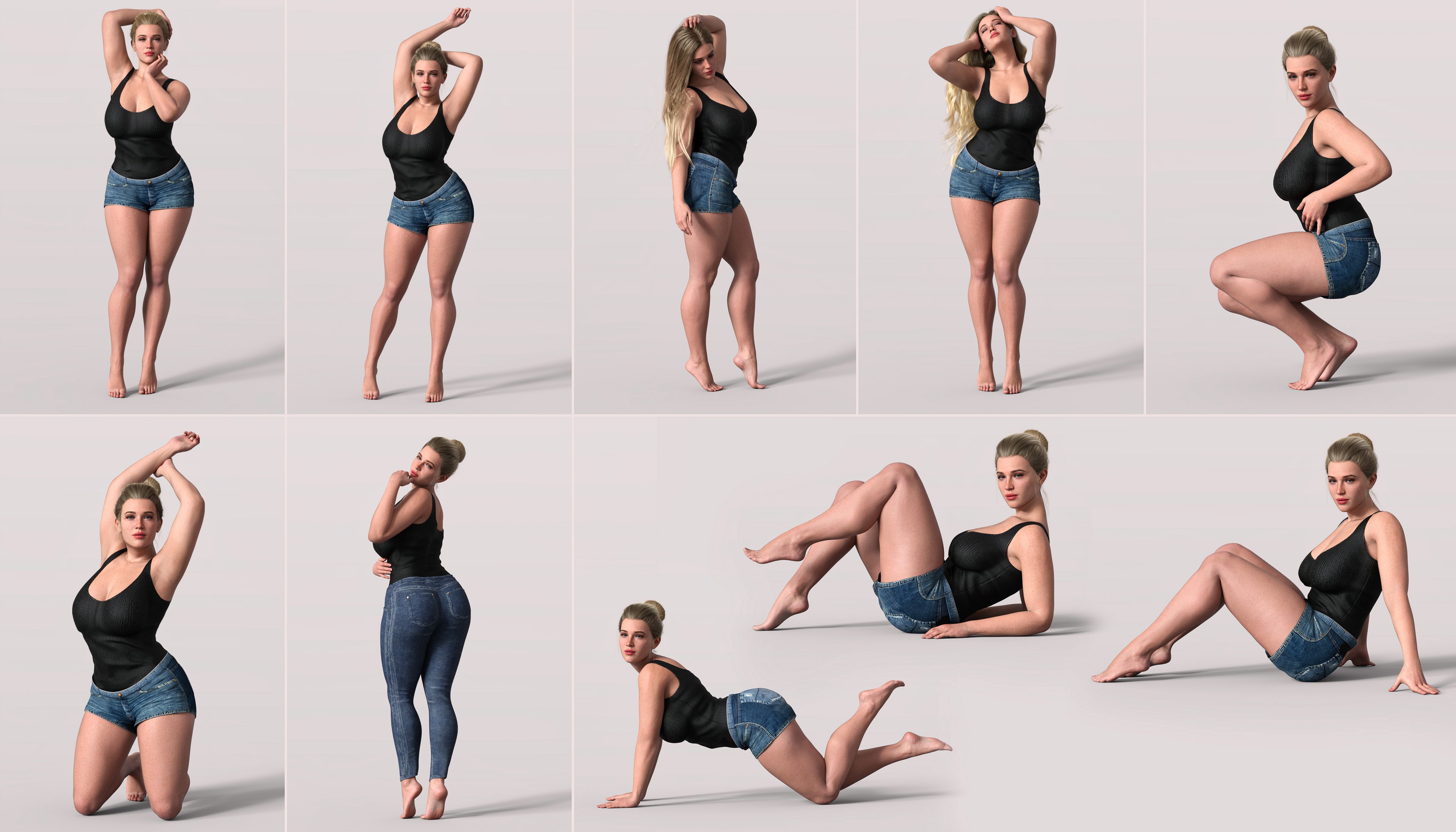 Z Voluptuous Model Shape and Pose Mega Set by: Zeddicuss, 3D Models by Daz 3D