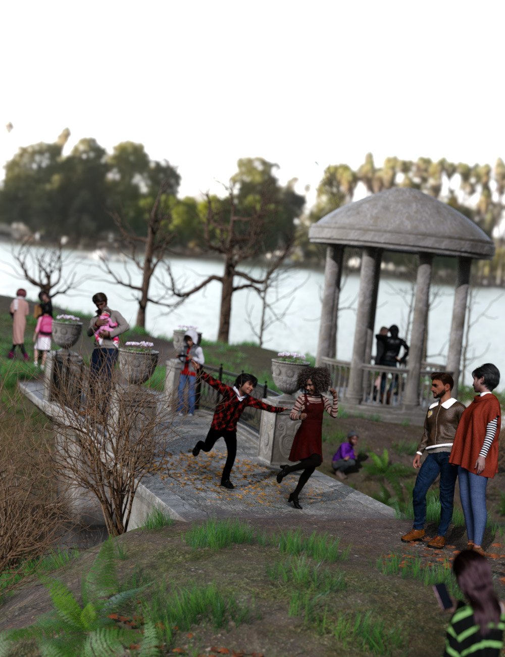 Now-Crowd Billboards - Autumn in the City - Children and Couples by: RiverSoft Art, 3D Models by Daz 3D