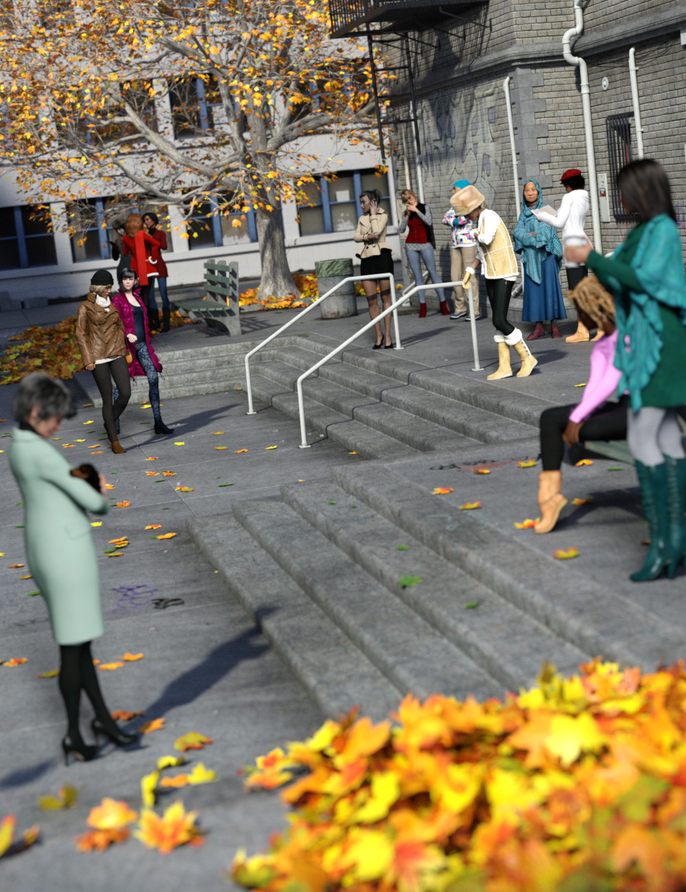 Now-Crowd Billboards - Autumn in the City - Women by: RiverSoft Art, 3D Models by Daz 3D