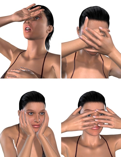 Expressive Action Hands to Head by: Don Albert, 3D Models by Daz 3D
