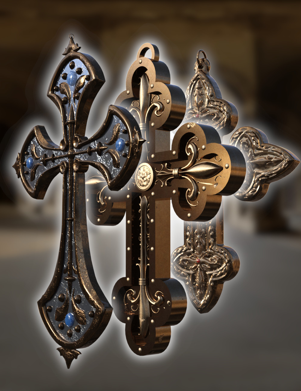 Gothic Pendants by: Fantasyart3D, 3D Models by Daz 3D