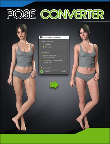 Genesis 3 and 8 to 9 Pose Converter by: Zev0bitwelder, 3D Models by Daz 3D
