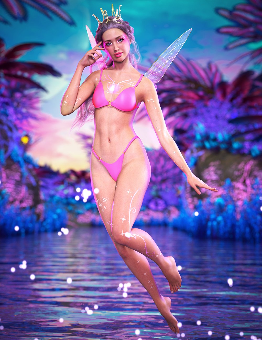Fairy Body Art and Makeup for Genesis 9 by: 3D Sugar, 3D Models by Daz 3D