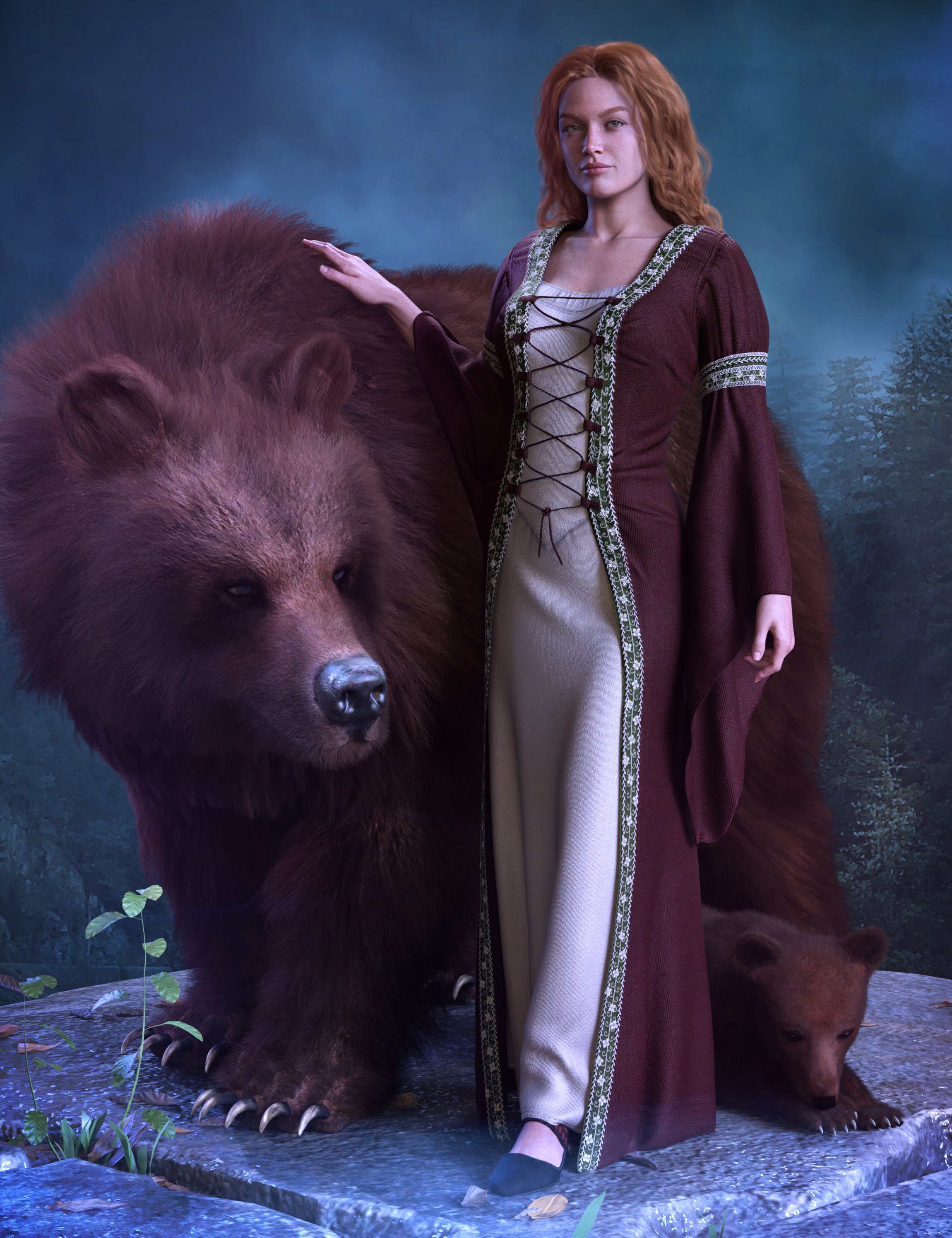 dForce Fair Maiden Outfit for Genesis 9 by: Barbara BrundonUmblefugly, 3D Models by Daz 3D